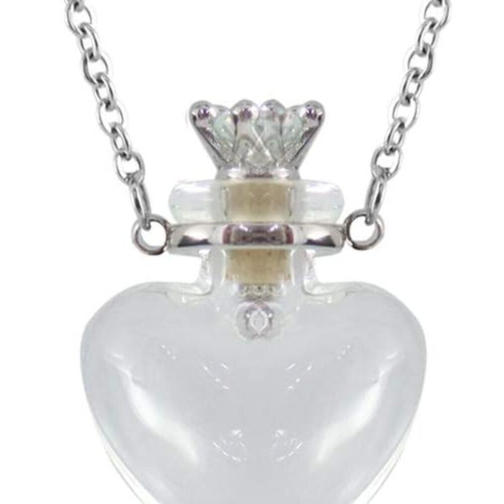 1PC Clear Heart Vial Perfume Bottle Necklaces Stainless Steel Chain Make a Wish